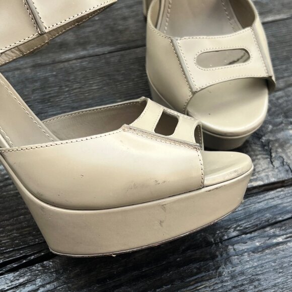 YSL Stiletto Platform Nude Cut Out Sandle Heels 6.5 37 - Picture 6 of 16